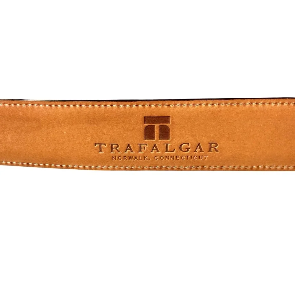 Trafalgar Mens Dress Belt Size 40 Mahogany Brown Cortina Leather Hand Polished